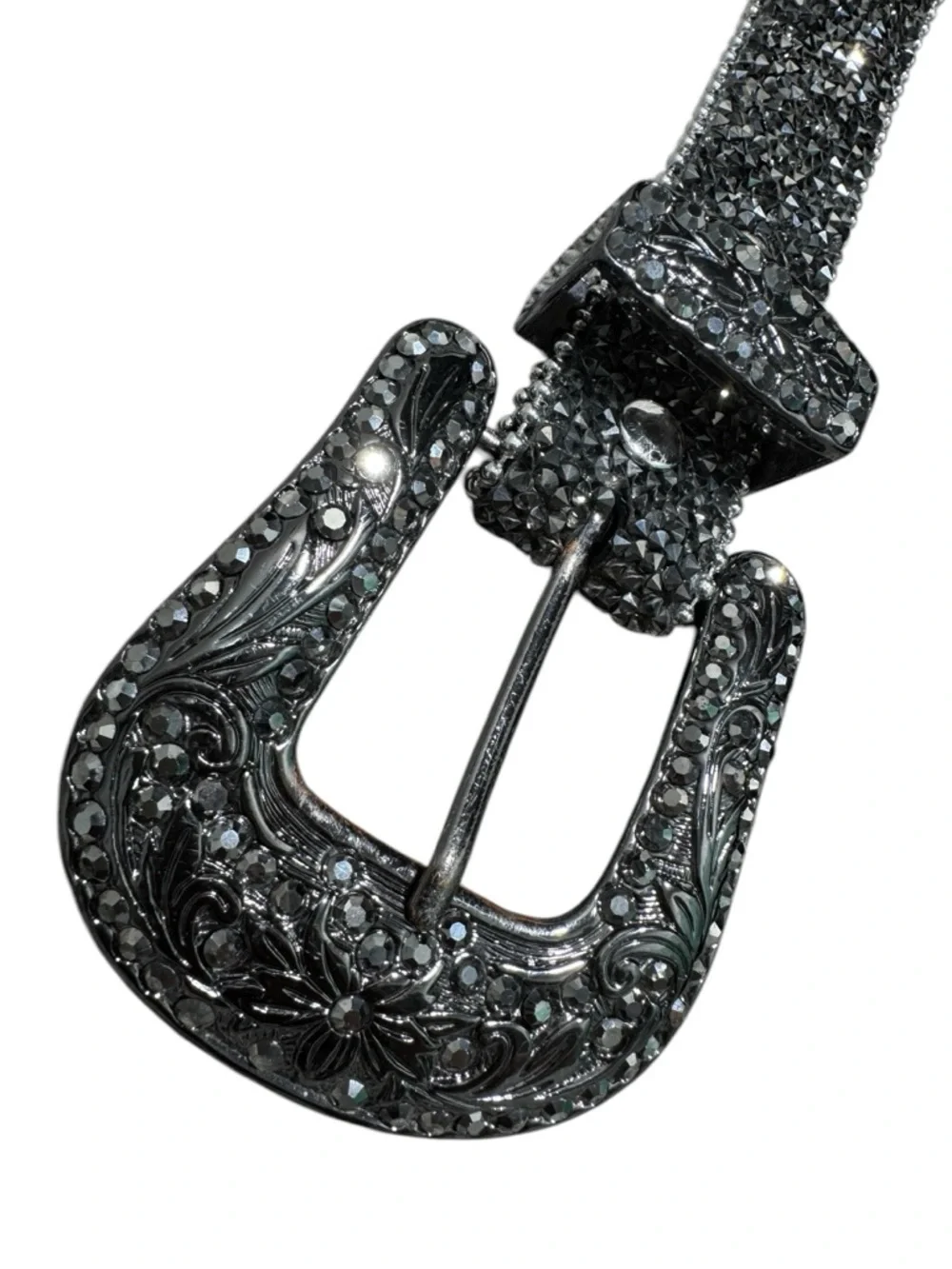Studded Womens Genuine Leather Belt Women Small Rhinestone Silver Black Western